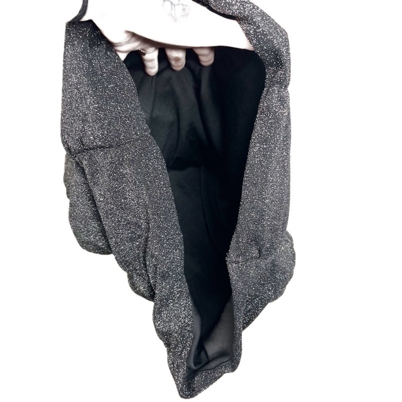 NWT Wild Fable Black Sparkle Ruched Bodycon Mini Dress Spaghetti Straps V Neck - Picture 8 of 16